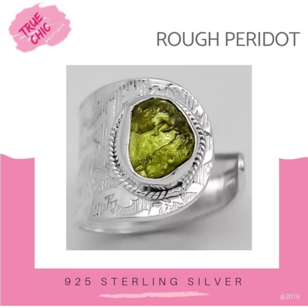 Rough Peridot Sterling Ring